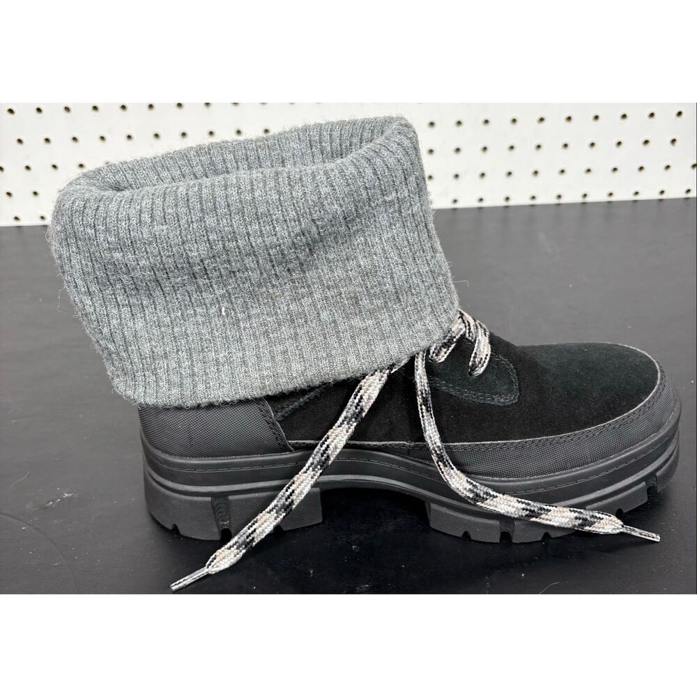 UGG WOMANS BLACK ASHTON HIKER LACE UP WATERPROOF SUEDE KNIT BOOTS SIZE 10 - Picture 5 of 11